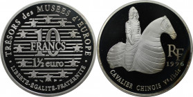 Europäische Münzen und Medaillen, Frankreich / France. Chinesischer Reiter. 10 Francs - 1 1/2 Euro 1996, 22.20 g. 0.900 Silber. 0.64 OZ. KM 1158. Poli...
