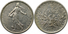 Europäische Münzen und Medaillen, Frankreich / France. 5 Francs 1963, Silber. KM 926. Vorzüglich-stempelglanz