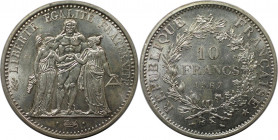 Europäische Münzen und Medaillen, Frankreich / France. Herkulesgruppe. 10 Francs 1967. Silber. KM 932. Fast Stempelglanz. Min.Kratzer