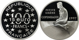 Europäische Münzen und Medaillen, Frankreich / France. Kopenhagen - Kleine Sirene. 100 Francs - 15 Euro 1997. 22,20 g. 0.900 Silber. 0.64 OZ. KM 1178....