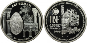 Europäische Münzen und Medaillen, Frankreich / France. Europäische Atr Styles - Art Roman. 6.55957 Francs 1999. 22,20 g. 0.900 Silber. 0.64 OZ. KM 124...