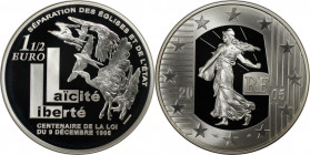 Europäische Münzen und Medaillen, Frankreich / France. 100. Jahrestag des Gesetzes vom 9. Dezember, Trennung von Kirche und Staat. 1 1/2 Euro 2005. 22...