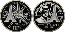 Europäische Münzen und Medaillen, Frankreich / France. Gustave Eiffel. 10 Euro 2009. 20,89 g. 0.900 Silber. 0.60 OZ. KM 1601. Polierte Platte