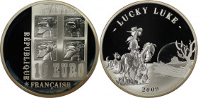 Europäische Münzen und Medaillen, Frankreich / France. Lucky Luke. 10 Euro 2009. 22,20 g. 0.900 Silber. 0.64 OZ. KM 1629. Polierte Platte