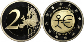 Europäische Münzen und Medaillen, Frankreich / France. 10 Jahre Europäische Währungsunion. 2 Euro 2009, Bimetall. KM 1590. Polierte Platte
