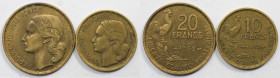 Europäische Münzen und Medaillen, Frankreich / France, Lots und Sammlungen. 10 Francs 1952, KM 915.1, 20 Francs 1952, KM 917.1. Lot von 2 Münzen. Bild...