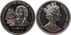 Europäische Münzen und Medaillen, Gibraltar. 2.8 Ecus 1995. Stempelglanz. Patina. Fingerabdrücke. Kratze.