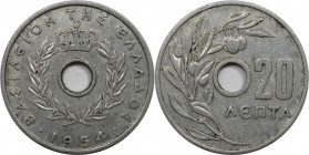 Europäische Münzen und Medaillen, Griechenland / Greece. Paul I. 20 Lepta 1954. Aluminium. KM 79. Sehr schön-vorzüglich