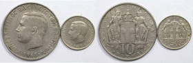 Europäische Münzen und Medaillen, Griechenland / Greece, Lots und Sammlungen. Konstantin II. 50 Lepta 1970, 10 Drachmen 1968. Kupfer-Nickel. Lot von 2...
