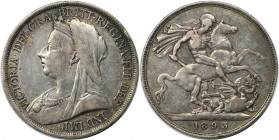 Europäische Münzen und Medaillen, Großbritannien / Vereinigtes Königreich / UK / United Kingdom. Victoria (1837-1901). 1 Crown 1893, Silber. KM 783. S...