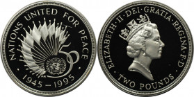 Europäische Münzen und Medaillen, Großbritannien / Vereinigtes Königreich / UK / United Kingdom. 50 Jahre Vereinte Nationen. 2 Pounds 1995. 15,98 g. 0...