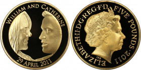 Europäische Münzen und Medaillen, Großbritannien / Vereinigtes Königreich / UK / United Kingdom. Hochzeit William und Kate. 5 Pounds 2011, Proof