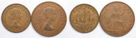 Europäische Münzen und Medaillen, Großbritannien / Vereinigtes Königreich / UK / United Kingdom, Lots und Sammlungen. Elizabeth II. 1/2 Penny 1964, 1 ...