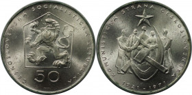 Europäische Münzen und Medaillen, Tschechoslowakei / Czechoslovakia. 50 Jahre Kommunistische Partei der Tschechoslowakei. 50 Kronen 1971, Silber. KM 7...