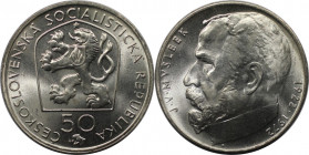 Europäische Münzen und Medaillen, Tschechoslowakei / Czechoslovakia. J. V. Myslbek. 50 Kronen 1972, Silber. KM 77. Stempelglanz. Min.Kratzer