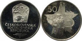 Europäische Münzen und Medaillen, Tschechoslowakei / Czechoslovakia. 25. Jahrestag des Februarputsches. 50 Kronen 1973, Silber. KM 78. Polierte Platte...