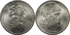 Europäische Münzen und Medaillen, Tschechoslowakei / Czechoslovakia. 150. Geburtstag von Bedrich Smetana. 100 Kronen 1974, Silber. KM 82. Fast Stempel...