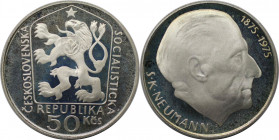 Europäische Münzen und Medaillen, Tschechoslowakei / Czechoslovakia. 100. Geburtstag von Stanislav Kostka Neumann. 50 Kronen 1975, Silber. KM 83. Poli...