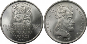 Europäische Münzen und Medaillen, Tschechoslowakei / Czechoslovakia. 600. Todestag von Karl IV. 100 Kronen 1978. Silber. KM 93. Stempelglanz