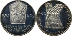 Europäische Münzen und Medaillen, Tschechoslowakei / Czechoslovakia. 5. Spartakiade Spiele.100 Kronen 1980, Silber. KM 101. Polierte Platte