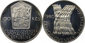 Europäische Münzen und Medaillen, Tschechoslowakei / Czechoslovakia. 5. Spartakiade Spiele. 100 Kronen 1980. Silber. KM 101. Polierte Platte