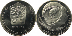 Europäische Münzen und Medaillen, Tschechoslowakei / Czechoslovakia. 20 Jahre Weltraumfahrt Juri Gagarin. 100 Kronen 1981. Silber. KM 103. Polierte Pl...