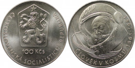Europäische Münzen und Medaillen, Tschechoslowakei / Czechoslovakia. 20 Jahre Weltraumfahrt Juri Gagarin. 100 Kronen 1981. Silber. KM 103. Stempelglan...