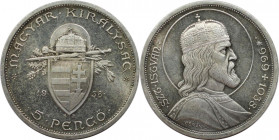 Europäische Münzen und Medaillen, Ungarn / Hungary. 900. Jahrestag - Tod von St. Stephan I. 5 Pengö 1938. Silber. KM 516. Stempelglanz