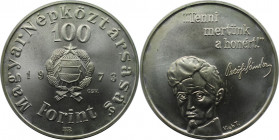 Europäische Münzen und Medaillen, Ungarn / Hungary. 150. Geburtstag von Sandor Petofi. 100 Forint 1973, Silber. 0.45 OZ. KM 600. Stempelglanz