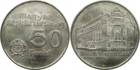 Europäische Münzen und Medaillen, Ungarn. 50. Jahrestag - Nationalbank. 50 Forint 1974. Silber. 0.33 OZ. KM 601. Stempelglanz.
