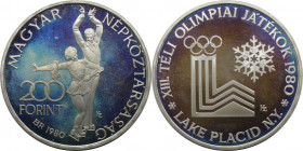 Europäische Münzen und Medaillen, Ungarn / Hungary. XIII. Olympische Winterspiele - Lake Placid. 200 Forint 1980, Silber. 0.33 OZ. KM 618. Polierte Pl...