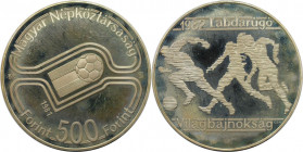 Europäische Münzen und Medaillen, Ungarn / Hungary. Fussball WM. 500 Forint 1981, Silber. 0.58 OZ. KM 625. Polierte Platte