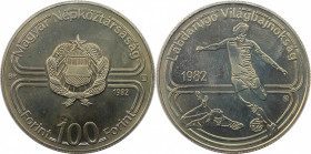 Europäische Münzen und Medaillen, Ungarn / Hungary. Fußball-WM. 100 Forint 1982, Kupfer-Nickel. KM 626. Stempelglanz
