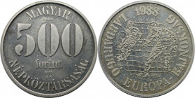 Europäische Münzen und Medaillen, Ungarn / Hungary. Fußball - EM. 500 Forint 1988, Silber. 0.81 OZ. KM 666. Stempelglanz
