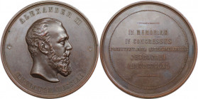 Russische Münzen und Medaillen, Alexander III. (1881-1894). Bronzemedaille 1890, unsigniert, von A. Griliches jr. und M. Gabe. Auf den 4. internationa...