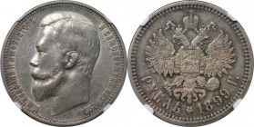 Russische Münzen und Medaillen, Nikolaus II. (1894-1918). 1 Rubel 1899 FZ, St. Petersburg. Silber. Bitkin 47. NGC AU 53