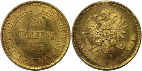Russische Münzen und Medaillen, Nikolaus II. (1894-1918), Finnland. 20 Markkaa 1913 S, 0.900 Gold. 6.45 g. Bitkin 391. Stempelglanz