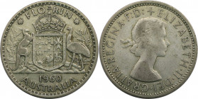 Weltmünzen und Medaillen, Australien / Australia. Elizabeth II. 1 Florin 1960. Silber. KM 60. Sehr schön-vorzüglich