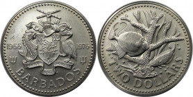 Weltmünzen und Medaillen, Barbados. 10. Jahrestag der Unabhängigkeit. 2 Dollars 1976, Kupfer-Nickel. KM #24. Stempelglanz