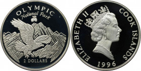Weltmünzen und Medaillen, Cookinseln / Cook Islands. Weißkopfseeadler - Olympic National-Park. 2 Dollars 1996. 10,0 g. 0.500 Silber. 0.16 OZ. KM 280. ...