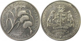 Weltmünzen und Medaillen, Dominikanische Republik / Dominican Republic. Serie: F.A.O. 4 Dollars 1970, Kupfer-Nickel. KM 11. Stempelglanz