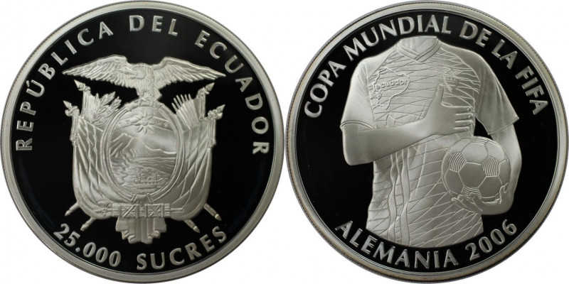 Weltmünzen und Medaillen, Ecuador. Fußball - WM 2006 in Deutschland. 25000 Sucre...