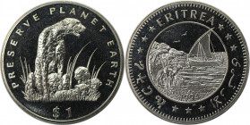 Weltmünzen und Medaillen, Eritrea. Gepard. 1 Dollar 1994, Kupfer-Nickel. KM 15. Stempelglanz