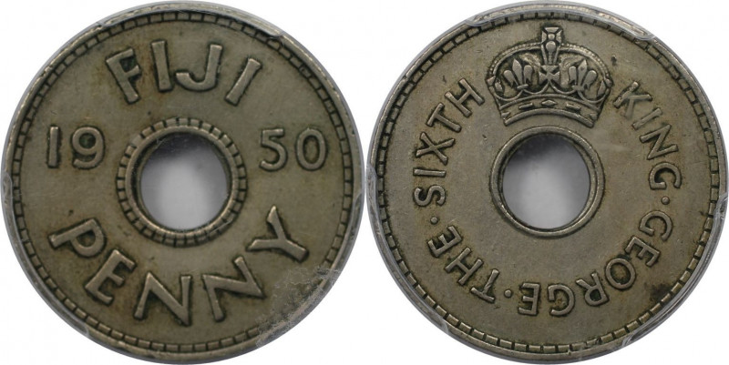 Weltmünzen und Medaillen, Fidschi / Fiji. George VI. Penny 1950, Kupfer-Nickel. ...