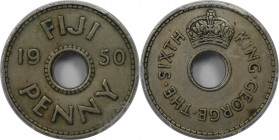 Weltmünzen und Medaillen, Fidschi / Fiji. George VI. Penny 1950, Kupfer-Nickel. KM 17. PCGS AU 53