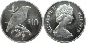 Weltmünzen und Medaillen, Fidschi / Fiji. Papageienfink. 10 Dollars 1978. 28,28 g. 0.500 Silber. 0.45 OZ. KM 41. Stempelglanz