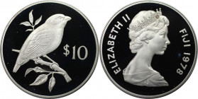 Weltmünzen und Medaillen, Fidschi / Fiji. Papageienfink. 10 Dollars 1978. 28,28 g. 0.925 Silber. 0.84 OZ. KM 41a. Polierte Platte. Min.berührt. Kl.Fle...