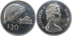 Weltmünzen und Medaillen, Fidschi / Fiji. Konservierung - Goldene Kauri. 20 Dollars 1978. 35,0 g. 0.500 Silber. 0.56 OZ. KM 42. Stempelglanz