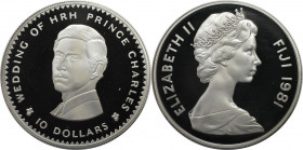 Weltmünzen und Medaillen, Fidschi / Fiji. Königliche Hochzeit von Prinz Charles und Lady Diana. 10 Dollars 1981. 30,0 g. 0.925 Silber. 0.89 OZ. KM 48....