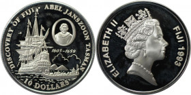 Weltmünzen und Medaillen, Fidschi / Fiji. Geschichte der Seefahrt - De Heemskerck. 10 Dollars 1993. 31,10 g. 0.925 Silber. 0.93 OZ. KM 63. Polierte Pl...